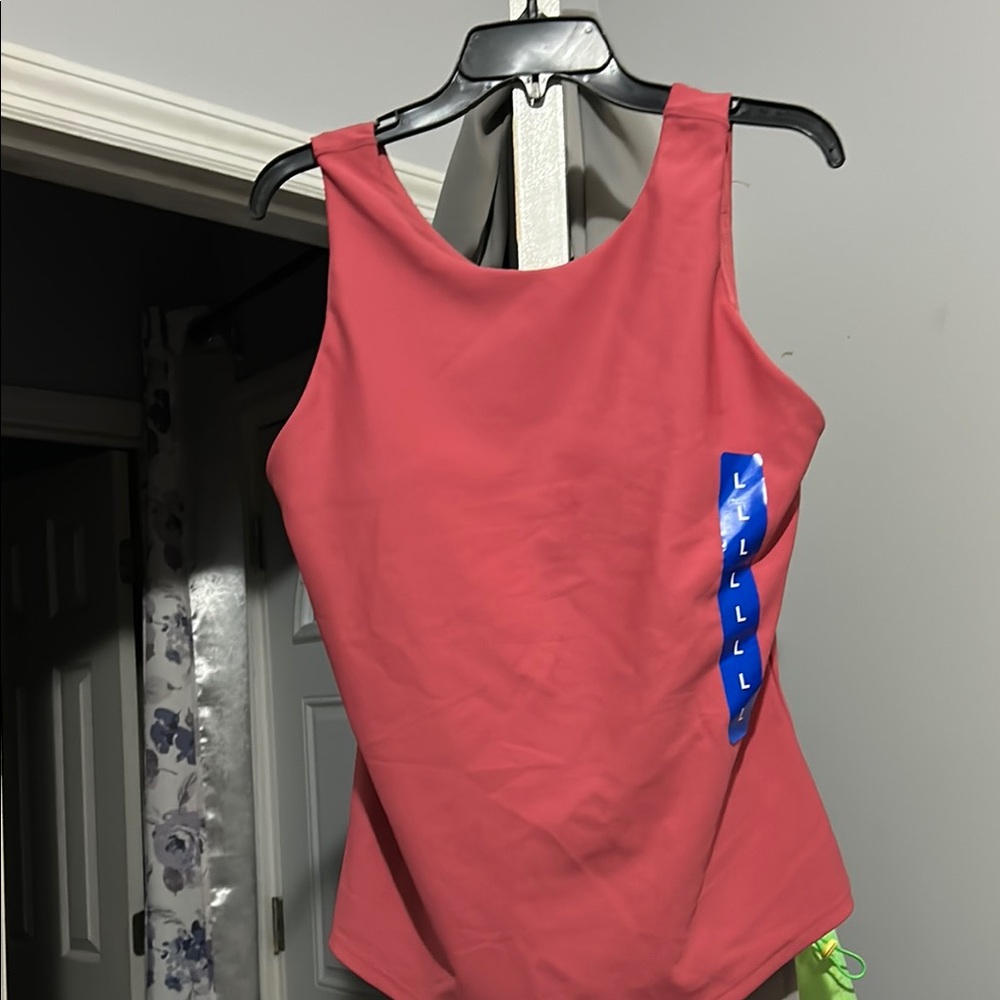 32 Degrees Orange Pink Fitted Sleeveless Tank Top